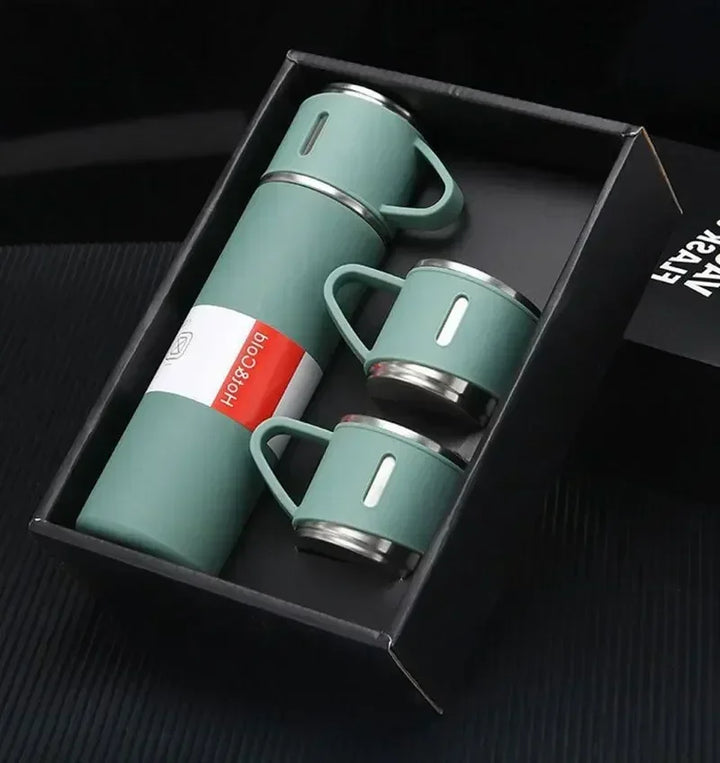 Luxury Stainless Steel Vacuum Flask 500ml - Shimmering Business Style Thermos Bottle, Insulated Hot & Cold Coffee Mug with 