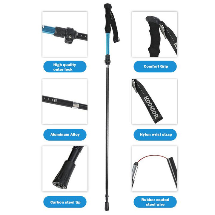 Premium Ultralight Trekking Poles – Adjustable Folding Hiking Walking Sticks, Telescopic Aluminum Poles with EVA Non-Slip 