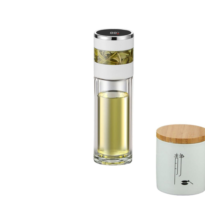 Premium Stainless Steel Tea Infuser Thermos with LED Temperature Display – 450ML Insulated Coffee Mug with Tea Separation, 