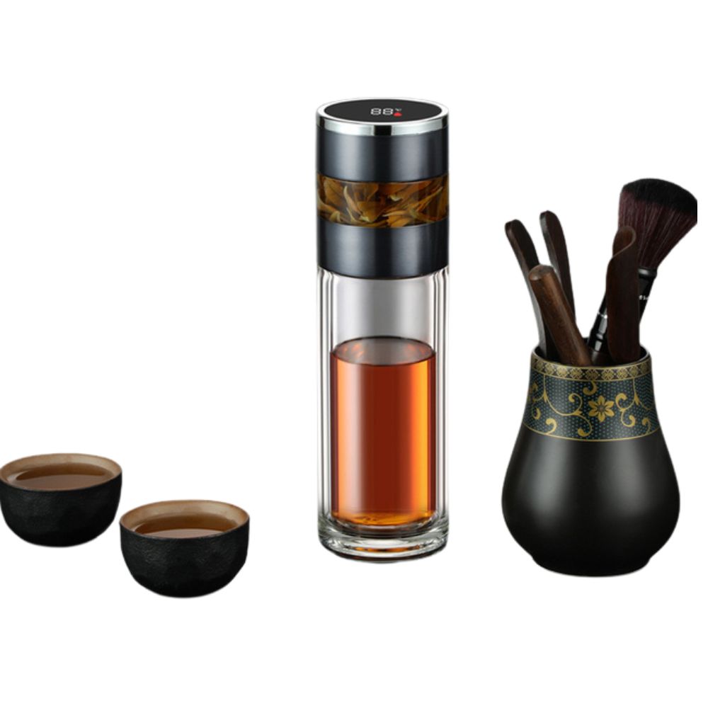 Premium Stainless Steel Tea Infuser Thermos with LED Temperature Display – 450ML Insulated Coffee Mug with Tea Separation, 