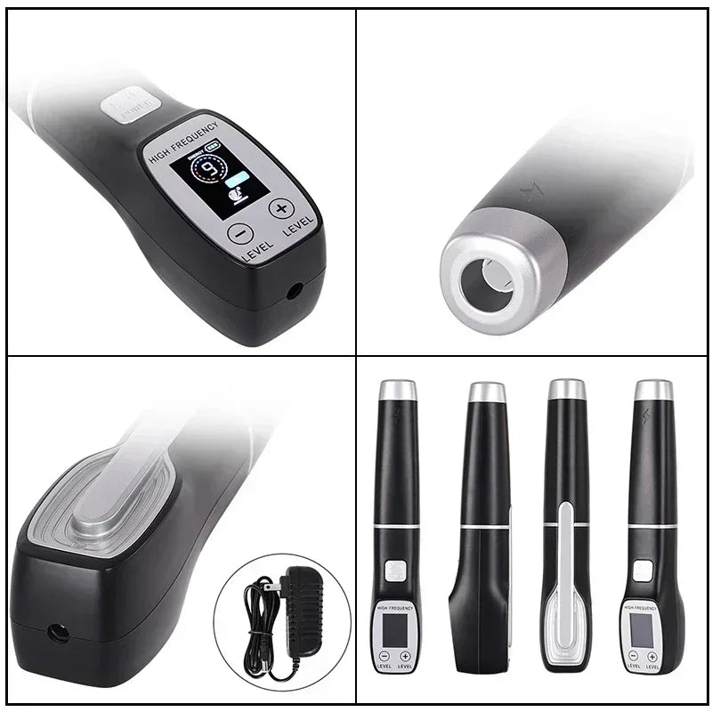 Premium High Frequency Facial Machine, Screen Display Electro Therapy Wand with Glass Tube, Anti-Acne & Wrinkle Removal, Skin