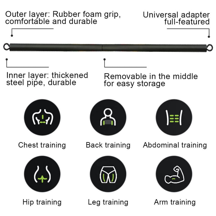 Premium Pilates Bar – Portable Resistance Yoga Stick for Full-Body Workout, Non-Slip Design, Adjustable Length, Up to 500lbs Capacity, Lightweight and Compact Exercise Equipment for Home & Travel - StrengthXPhysiotherapy