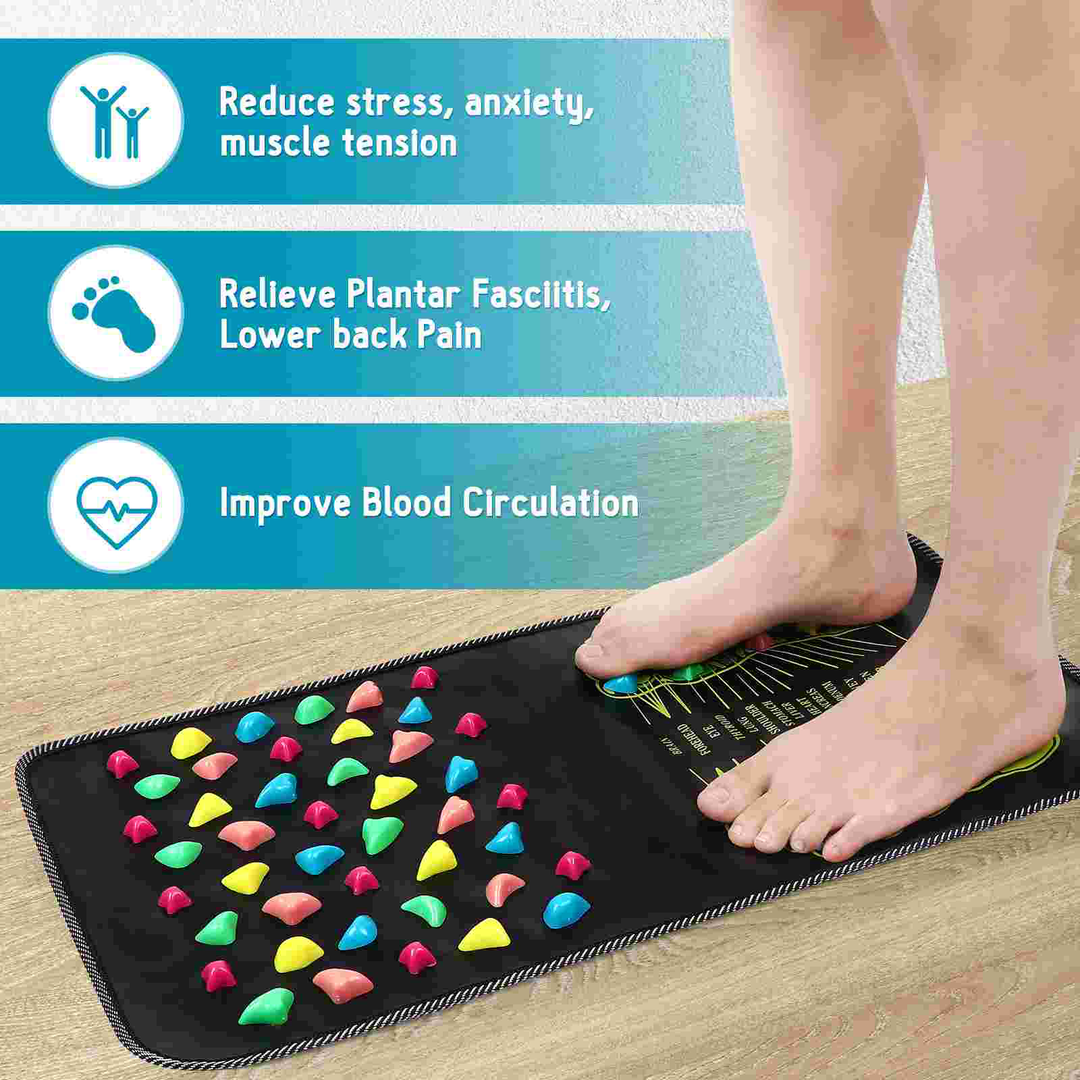 High-Quality Foot Massage Mat, 35x35cm Acupressure Pebble Yoga Mat for Body Pain Relief, Toe Pressure, Health & Fitness, 