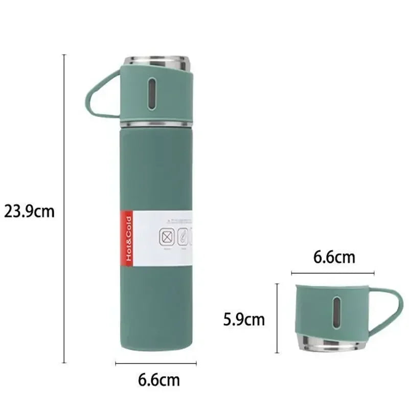 Luxury Stainless Steel Vacuum Flask 500ml - Shimmering Business Style Thermos Bottle, Insulated Hot & Cold Coffee Mug with 