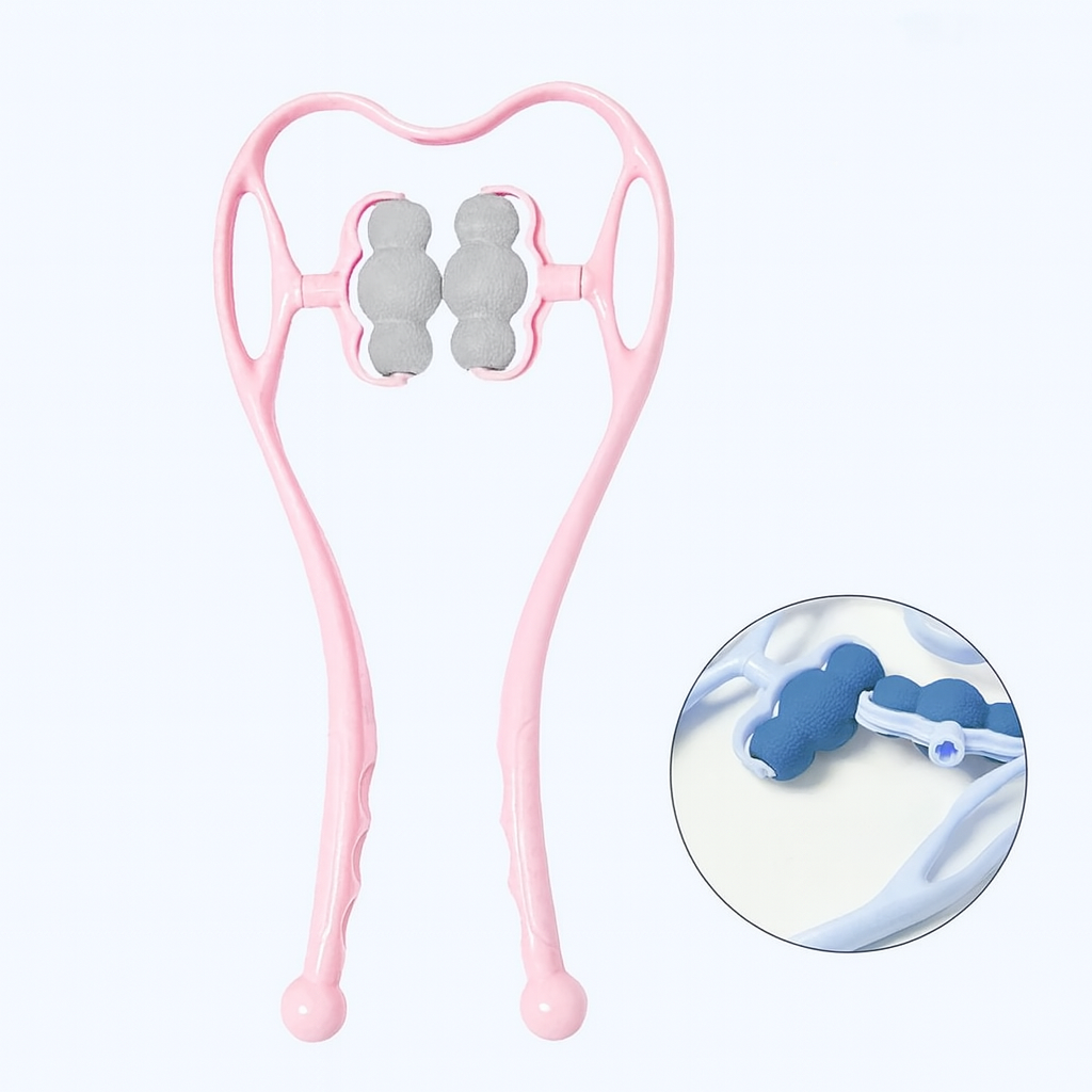 Premium Handheld Neck Massager – Trigger Point Roller for Deep Tissue Pain Relief, Adjustable 360° Massage Balls for Neck, Shoulder, Back, and Arm, Lightweight and Portable Massage Tool for Home or Office Use - StrengthXPhysiotherapy