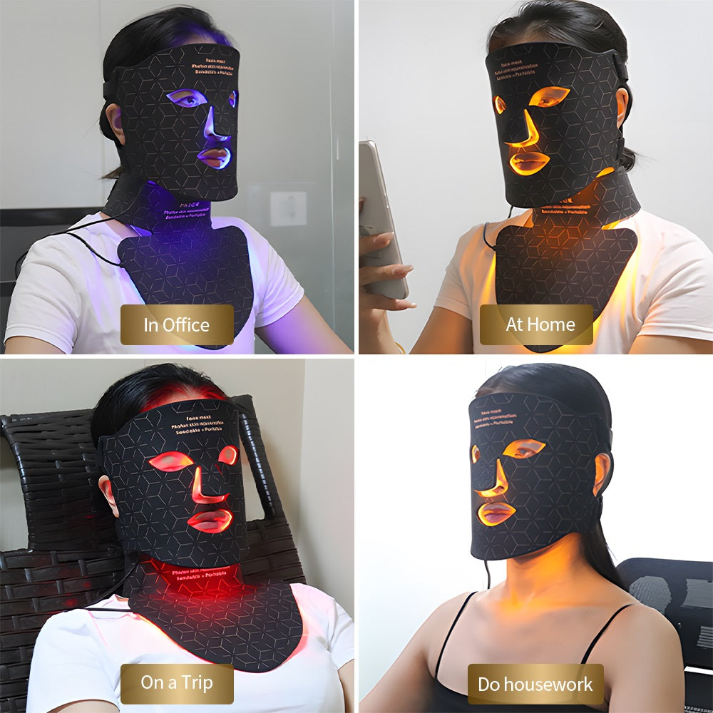 Premium 4 Color LED Light Therapy Mask – Red & Infrared Anti-Aging Silicone Photon Mask, Flexible & Soft Design for Face 