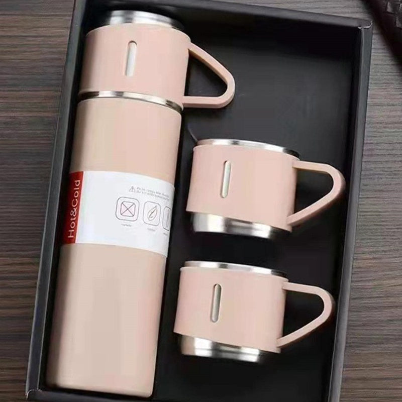 Luxury Stainless Steel Vacuum Flask 500ml - Shimmering Business Style Thermos Bottle, Insulated Hot & Cold Coffee Mug with 