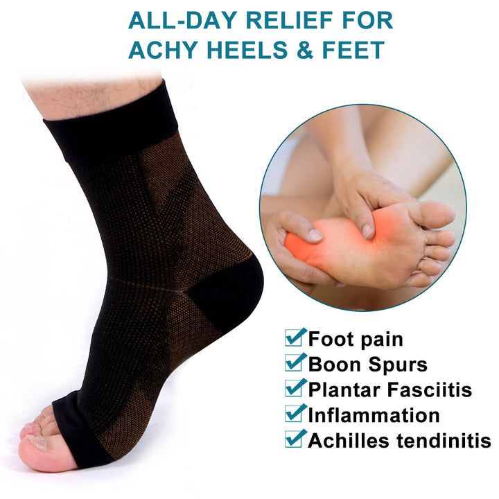 Premium Copper Compression Ankle Brace Sock for Men & Women – Pain Relief Support for Plantar Fasciitis, Heel & Foot Pain