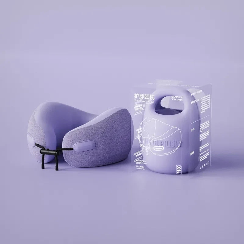Premium U-Shaped Travel Neck Pillow – Noise Cancelling Memory Foam – Breathable Skin-Friendly Fabric – Detachable Earmuffs