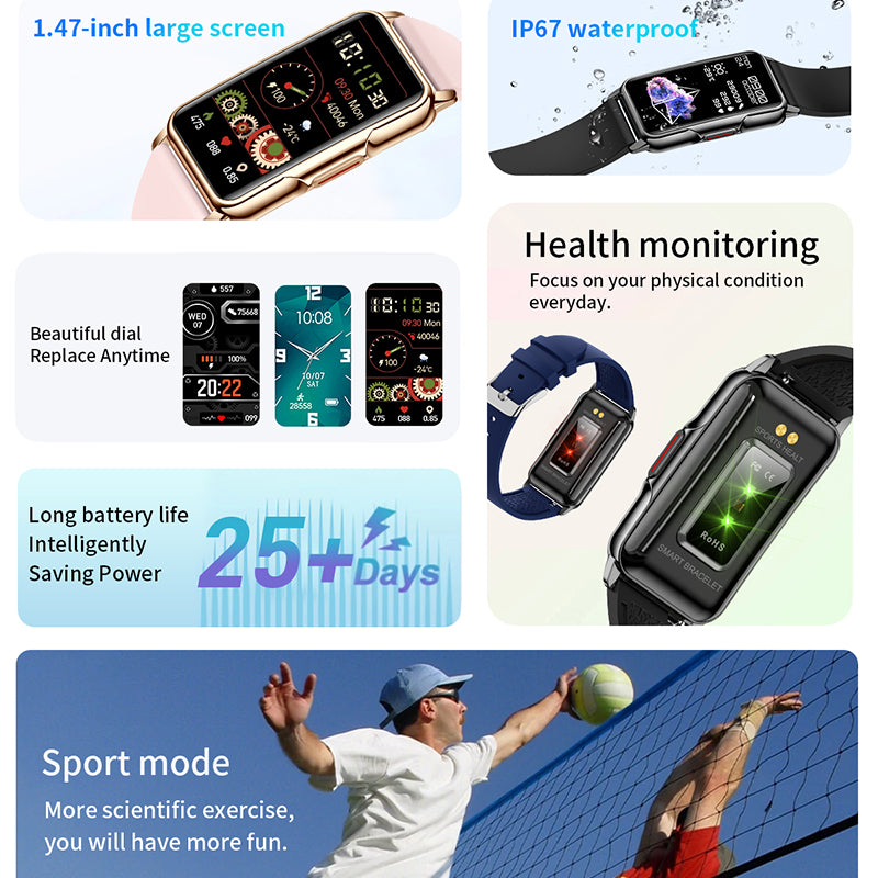 Premium Smartwatch for Women & Men – Heart Rate Monitoring, IP67 Waterproof, 20+ Sports Modes, Blood Pressure, Sleep Tracker,