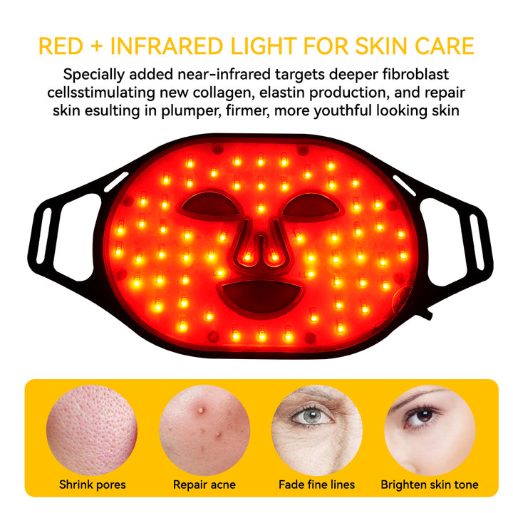 Premium 4 Color LED Light Therapy Mask – Red & Infrared Anti-Aging Silicone Photon Mask, Flexible & Soft Design for Face 