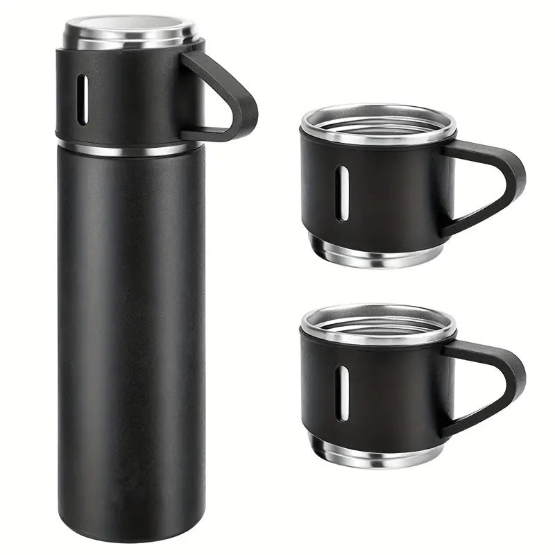 Luxury Stainless Steel Vacuum Flask 500ml - Shimmering Business Style Thermos Bottle, Insulated Hot & Cold Coffee Mug with 