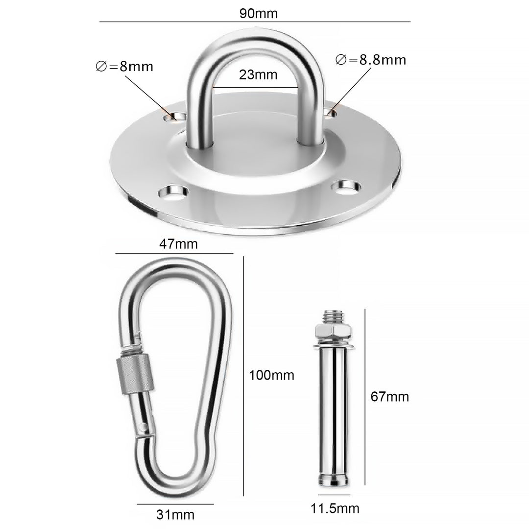 Premium Battle Rope Anchor Kit – Heavy Duty Stainless Steel Wall & Ceiling Mount Bracket for Suspension Straps, Yoga Hammocks