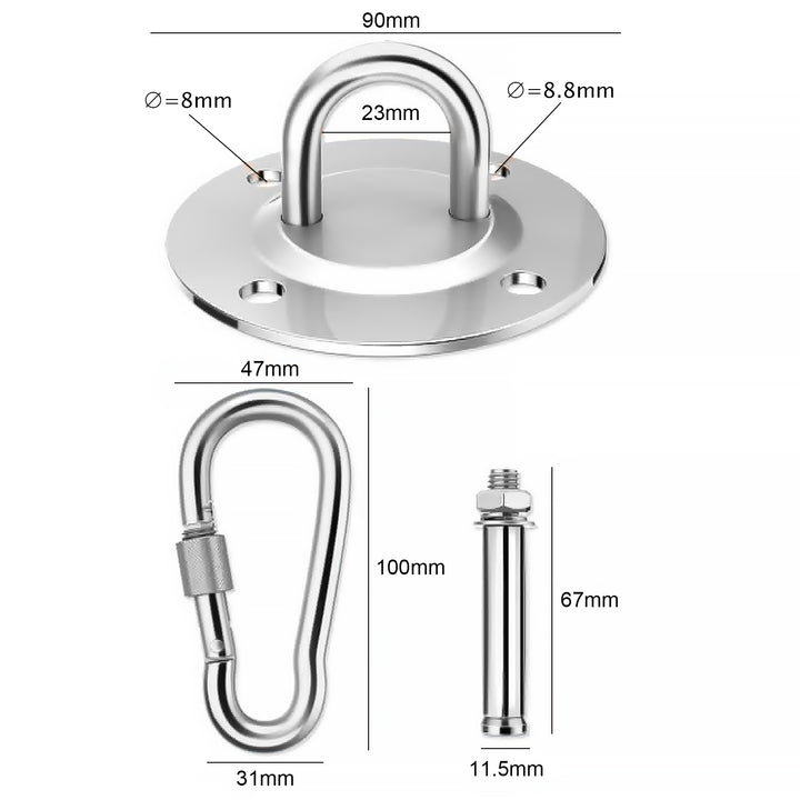 Premium Battle Rope Anchor Kit – Heavy Duty Stainless Steel Wall & Ceiling Mount Bracket for Suspension Straps, Yoga Hammocks