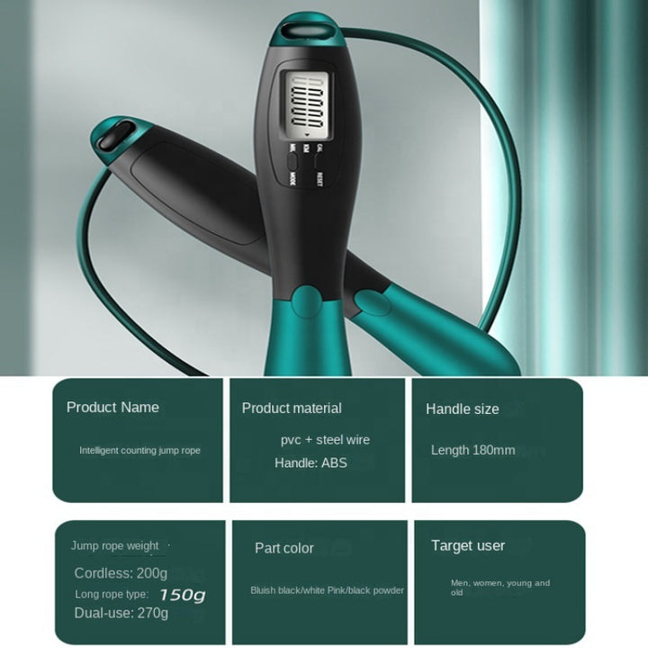 Premium Cordless Electronic Jumping Rope with LCD Screen – Smart Skipping Rope with Calorie & Jump Counter, Digital Timer for
