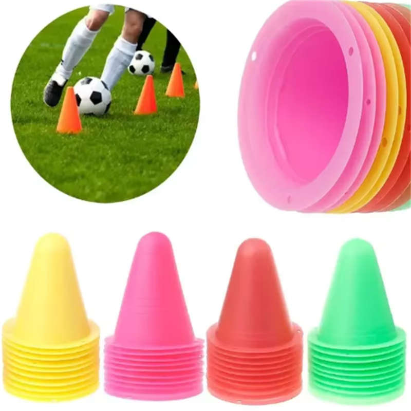 Premium Football Marking Cones – 10 Pcs Slalom Marker Set for Soccer & Roller Skating – Durable PE Material, 7.5cm Diameter,