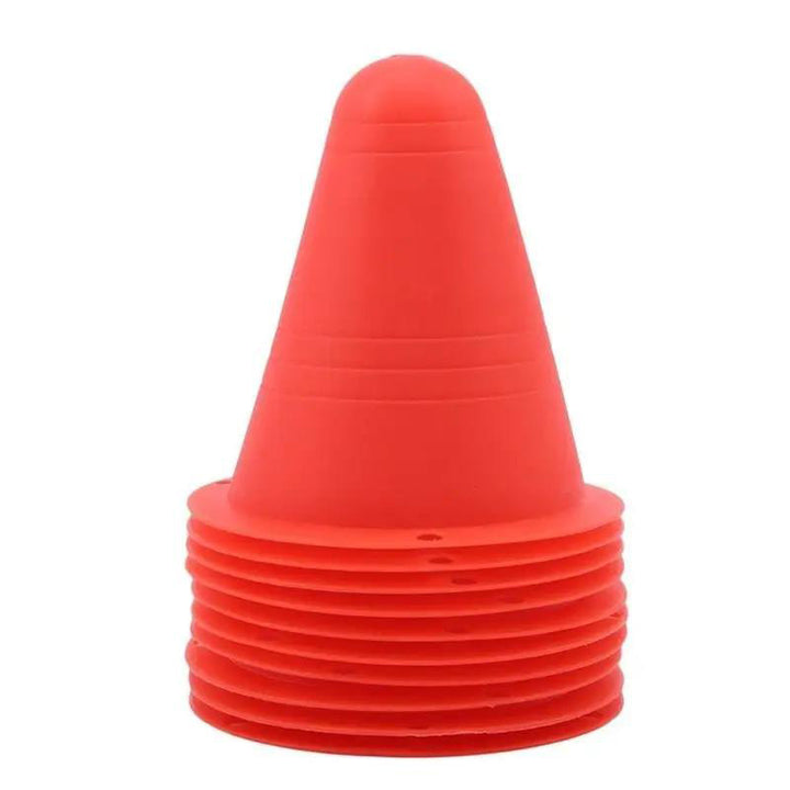 Premium Football Marking Cones – 10 Pcs Slalom Marker Set for Soccer & Roller Skating – Durable PE Material, 7.5cm Diameter,