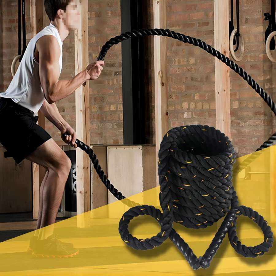 Premium Heavy Boxing Jump Rope – 9.8ft Fitness Battle Rope for Muay Thai & Bodybuilding – Durable Polymer Synthetic Fiber &