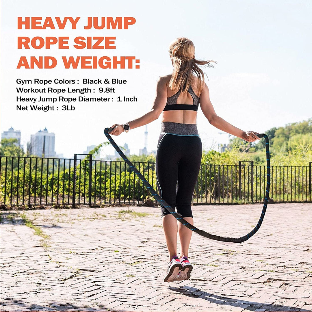Premium Heavy Boxing Jump Rope – 9.8ft Fitness Battle Rope for Muay Thai & Bodybuilding – Durable Polymer Synthetic Fiber &