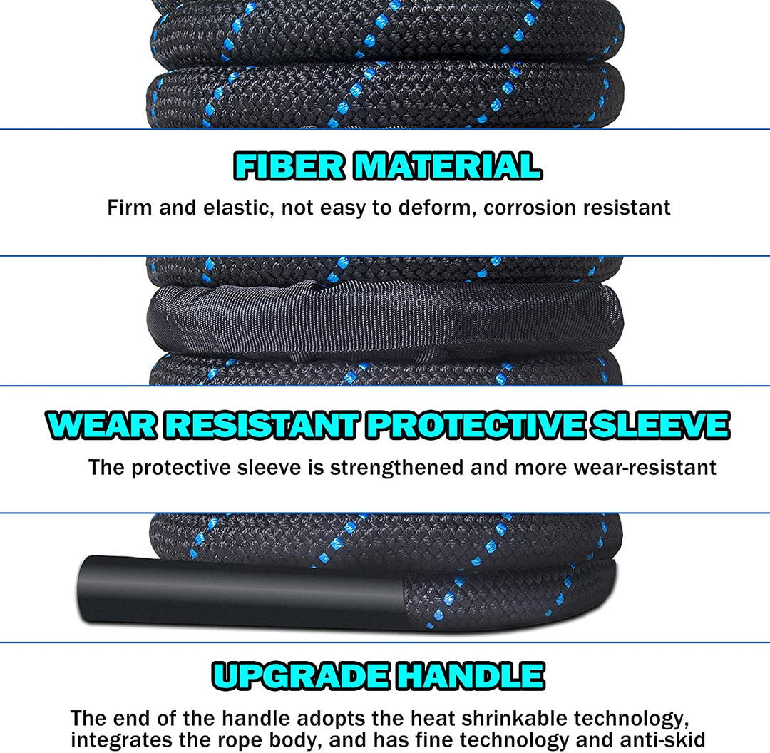 Premium Heavy Boxing Jump Rope – 9.8ft Fitness Battle Rope for Muay Thai & Bodybuilding – Durable Polymer Synthetic Fiber &