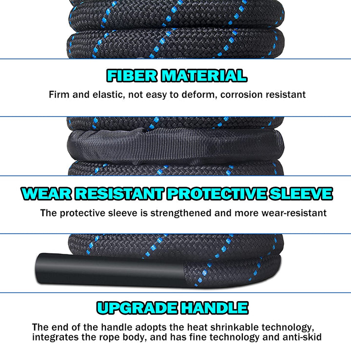 Premium Heavy Boxing Jump Rope – 9.8ft Fitness Battle Rope for Muay Thai & Bodybuilding – Durable Polymer Synthetic Fiber &