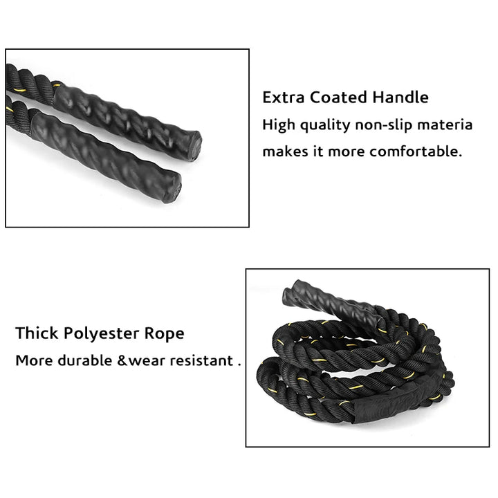 Premium Heavy Boxing Jump Rope – 9.8ft Fitness Battle Rope for Muay Thai & Bodybuilding – Durable Polymer Synthetic Fiber &