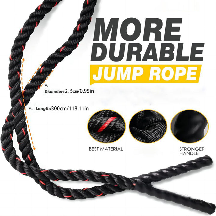 Premium Heavy Boxing Jump Rope – 9.8ft Fitness Battle Rope for Muay Thai & Bodybuilding – Durable Polymer Synthetic Fiber &