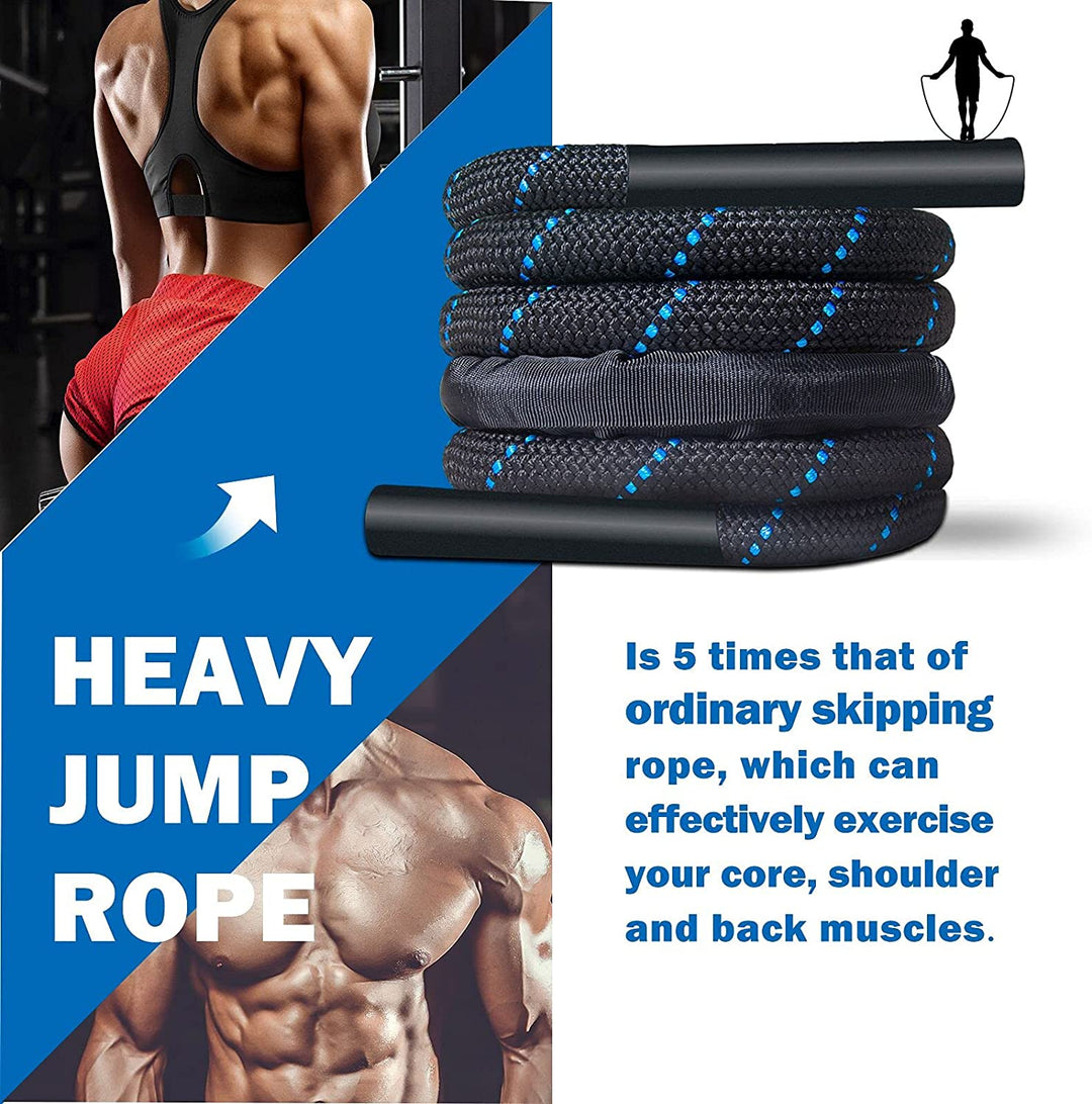 Premium Heavy Boxing Jump Rope – 9.8ft Fitness Battle Rope for Muay Thai & Bodybuilding – Durable Polymer Synthetic Fiber &