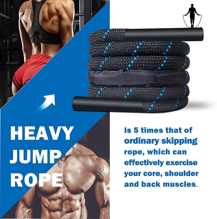 Premium Heavy Boxing Jump Rope – 9.8ft Fitness Battle Rope for Muay Thai & Bodybuilding – Durable Polymer Synthetic Fiber &