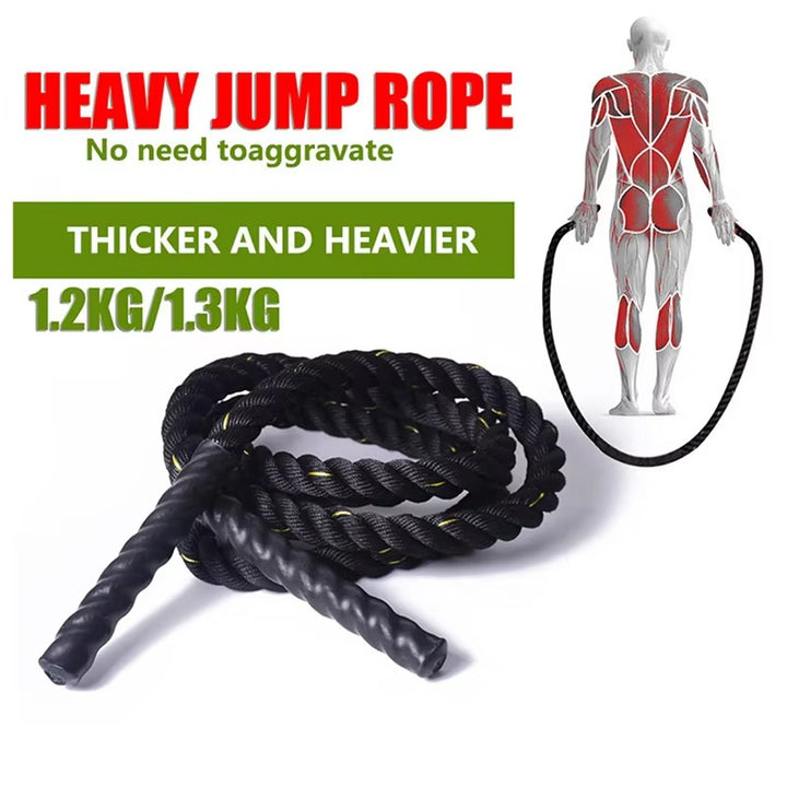 Premium Weighted Jump Rope – 9ft/9.8ft Heavy Skipping Battle Rope for Power & Strength Training – Durable Polyester, Comfort Handles – Full Body & Core Workout for Agility & Endurance