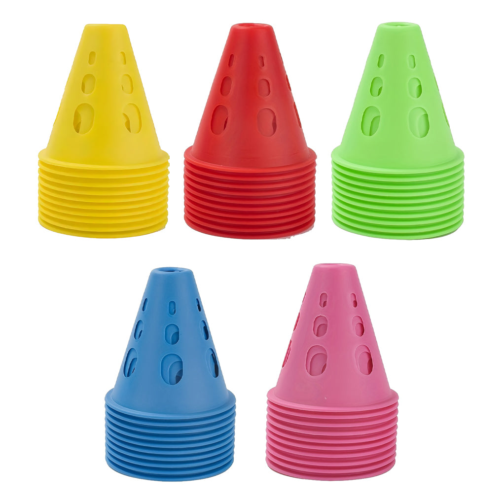 Premium Windproof Agility Marking Cones for Roller Skating & Soccer Training – 10pcs Set with Perforated Design & Storage Bag