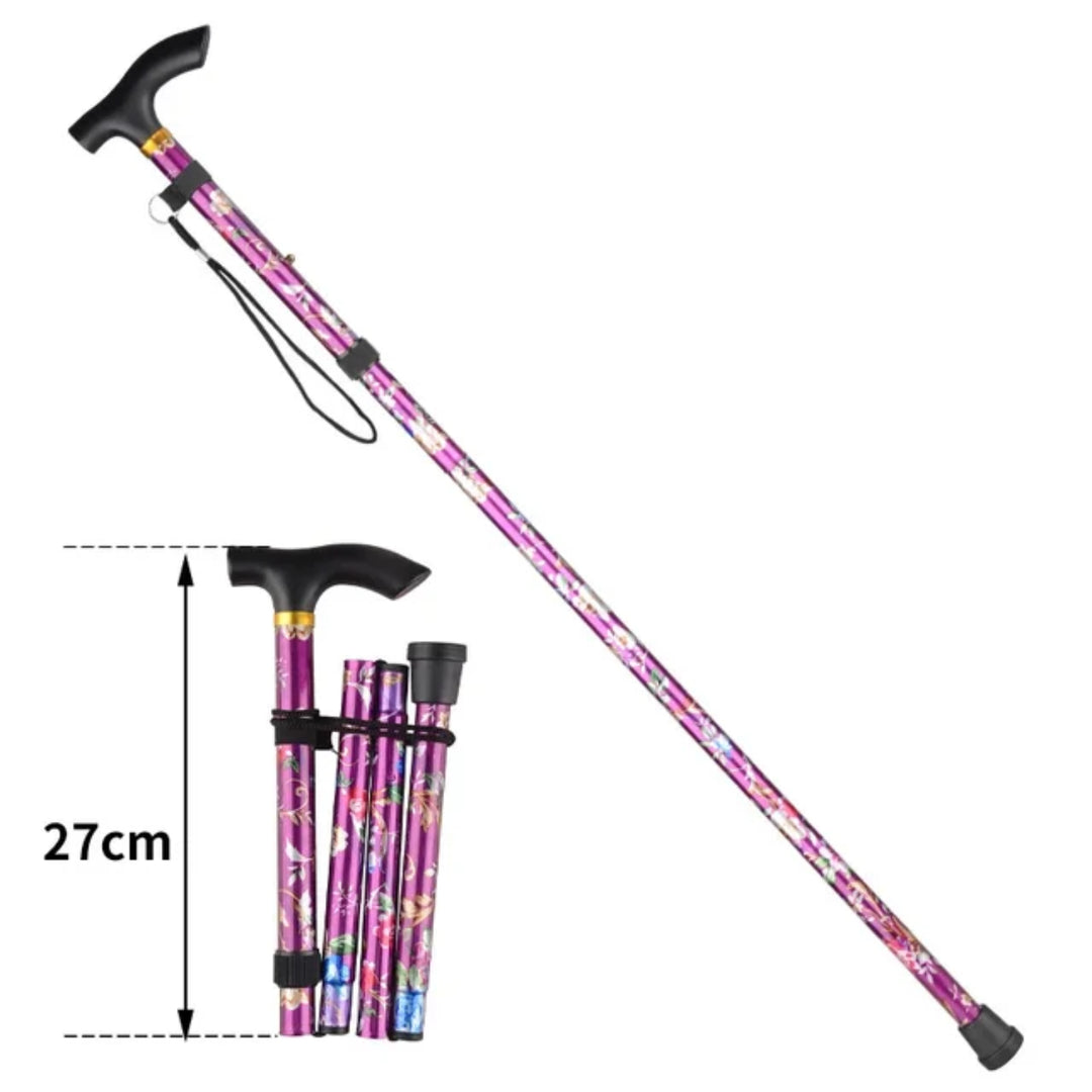 Premium Adjustable Walking Cane – Folding Elderly Cane with Non-Slip Rubber Foot Pads, Comfortable Macromolecule Handle, 