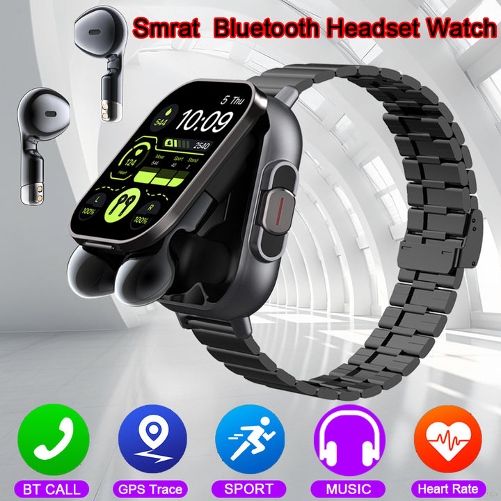 Premium 2024 Smartwatch with Earphones – Bluetooth Call, GPS Tracker, Heart Rate Monitor, Music Playback, Fitness Tracker, 