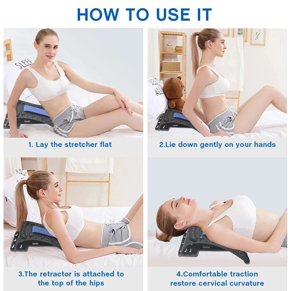 Premium 4-Level Neck Stretcher with Massage Apparatus – Magnetotherapy and Back Stretch Massager for Lumbar and Cervical Spine Support, Pain Relief, Adjustable Ergonomic Design for Neck and Upper Back - StrengthXPhysiotherapy