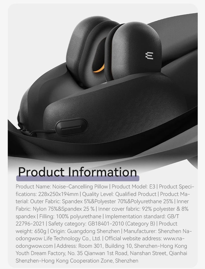 Premium U-Shaped Travel Neck Pillow – Noise Cancelling Memory Foam – Breathable Skin-Friendly Fabric – Detachable Earmuffs for Enhanced Comfort – Portable & Supportive for Travel, Office, and Home - StrengthXPhysiotherapy