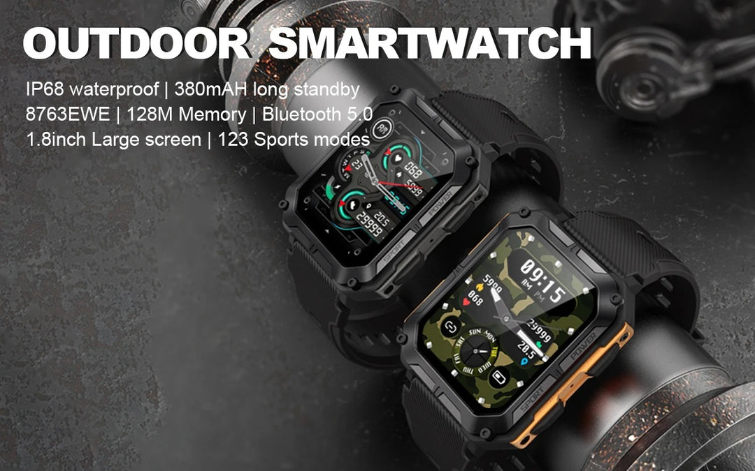 Premium IP68 Waterproof Smartwatch with Bluetooth Calling & 123 Sport Modes - 1.83" HD Display, Heart Rate & Blood Oxygen Monitor, Sleep Tracking, Voice Assistant, Long Battery Life, Compatible with Android & iOS - StrengthXPhysiotherapy