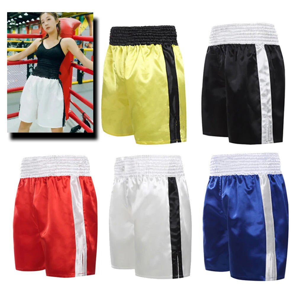 High Quality Muay Thai Fight Shorts – Unisex Kickboxing & MMA Training Pants for Men, Women, Kids, Competition & Grappling Gear with Embroidery, Adjustable Waistband, Satin Polyester, Sanda Martial Arts Clothes - StrengthXPhysiotherapy
