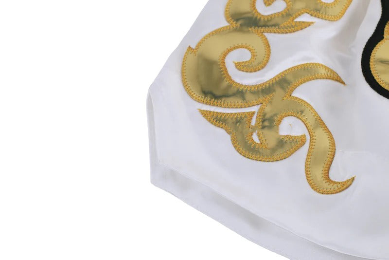 Premium Muay Thai Shorts 2024 – Unisex Boxing & Kickboxing Training Pants with Embroidery, Wide-Leg Design for Men, Women, Kids – Breathable Satin Polyester, Ideal for MMA, Sanda Martial Arts, Gym Workout Gear - StrengthXPhysiotherapy