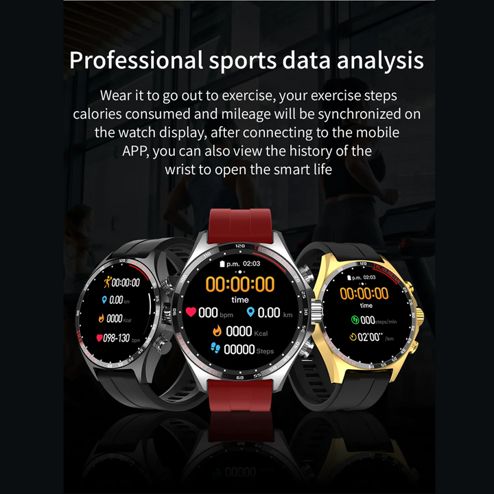 Premium Outdoor Sports GPS Smart Watch for Men – Bluetooth Call, HD AMOLED Screen, Health Monitoring, Compass, IP68 Waterproof, Multi-Sport Mode, Sleep & Blood Oxygen Monitoring, Music Control - StrengthXPhysiotherapy