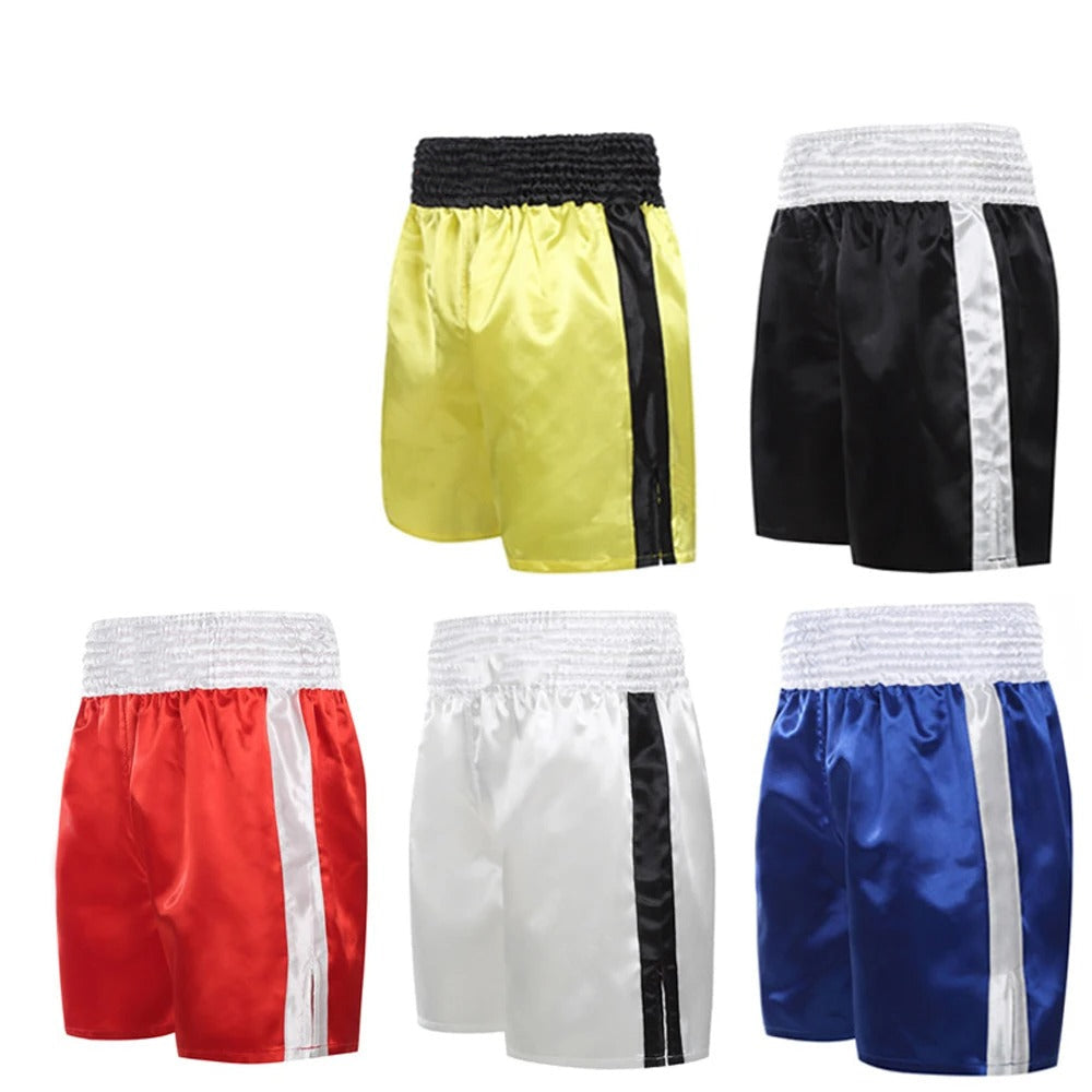 High Quality Muay Thai Fight Shorts – Unisex Kickboxing & MMA Training Pants for Men, Women, Kids, Competition & Grappling Gear with Embroidery, Adjustable Waistband, Satin Polyester, Sanda Martial Arts Clothes - StrengthXPhysiotherapy