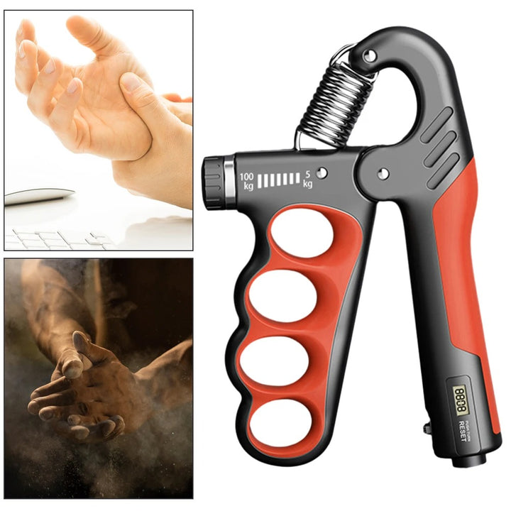 Premium Adjustable 5-100KG Grip Strength Trainer with Counter – Hand Gripper for Muscle Building, Wrist Expander & Fitness Training – Durable Stainless Steel, Non-Slip Design for Gym, Therapy, and Injury Recovery – Ideal for Athletes & Musicians - StrengthXPhysiotherapy