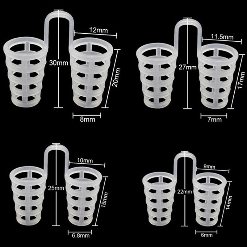 Premium Anti Snoring Silicone Nose Vents - 8pcs Nasal Dilator Set, 4 Sizes & 2 Styles (Hollow & Solid), Comfortable Snoring