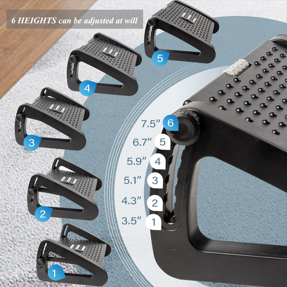 Premium Adjustable Memory Foam Under Desk Foot Rest for Office Chair & Gaming, Ergonomic Support for Back, Hip, Knee, 