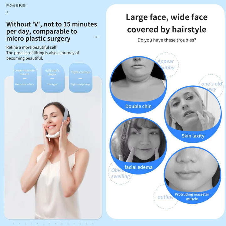 Premium Vibration Chin-Up Facial Lifting Massager – EMS V-Line Beauty Device for Double Chin Removal, Face Shaping, and Skin Firming, Adjustable and Portable with 5-7 Massage Modes - StrengthXPhysiotherapy