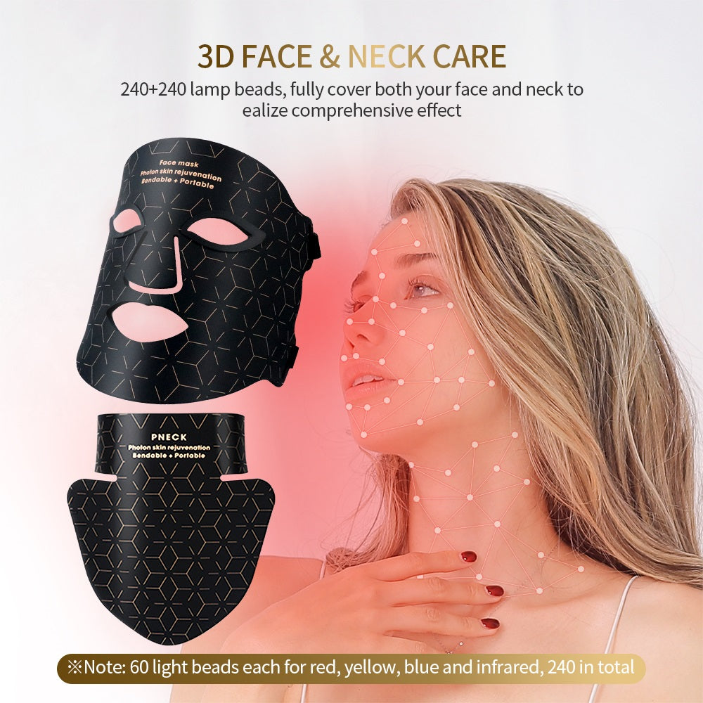 Premium 4 Color LED Light Therapy Mask – Red & Infrared Anti-Aging Silicone Photon Mask, Flexible & Soft Design for Face 