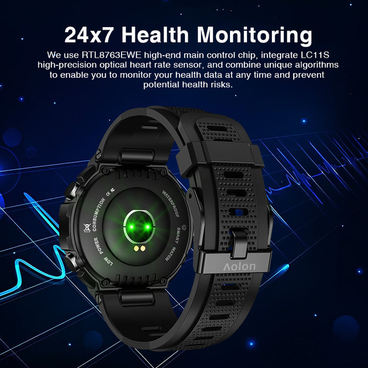 Premium Military-Grade Smartwatch for Men – 1.43'' AMOLED Display, Bluetooth Calling, Waterproof, Fitness Tracker, 420mAh 