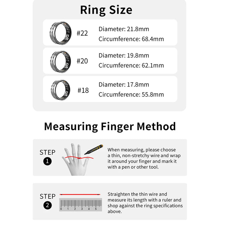 Premium Smart Ring for Health & Sleep Monitoring – 5ATM Waterproof, Heart Rate & Blood Oxygen Tracking, Multi-Sport Modes, 