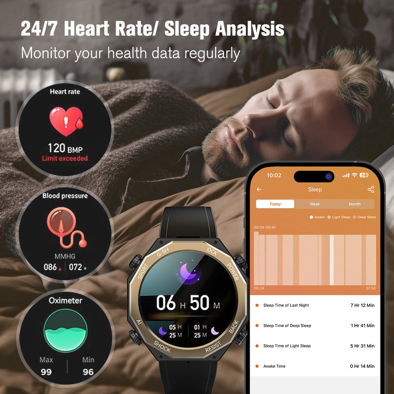 Premium Waterproof Smartwatch for Men & Women – 1.47" AMOLED Display, 70 Sports Modes, Heart Rate & Blood Pressure Monitor,