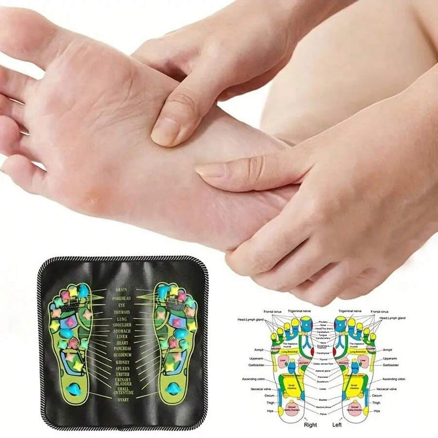 High-Quality Foot Massage Mat, 35x35cm Acupressure Pebble Yoga Mat for Body Pain Relief, Toe Pressure, Health & Fitness, 