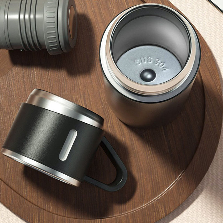 Luxury Stainless Steel Vacuum Flask 500ml - Shimmering Business Style Thermos Bottle, Insulated Hot & Cold Coffee Mug with 